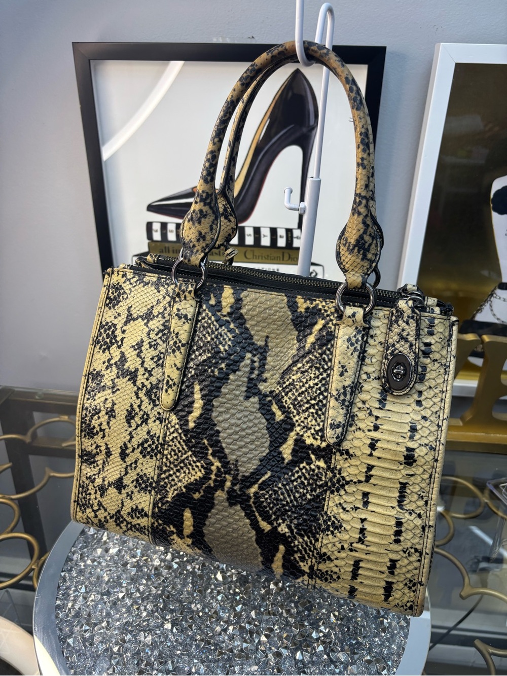 Coach 2015 Crosby Python embossed carryall EUC - Picture 3 of 11